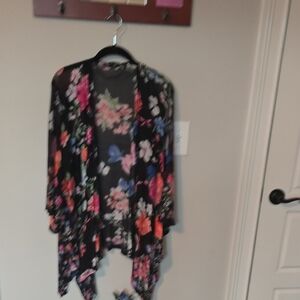 INC International Concepts Floral Kimono - Black and Multicolor